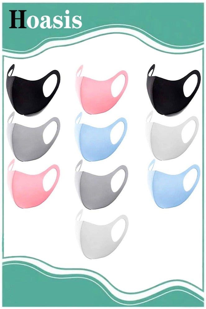 Hoasis 10 PACK Face Covers with Elastic Ear Loop Cover, Full Face Anti-Dust, Unisex, Washable and Reusable for Men and Women, soft on the face and skin (Colorful) - Image 1