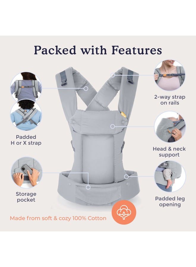 BECO Gemini Baby Carriers from Newborn to Toddler - Certified Ergonomic Newborn Baby Carrier for Infants and Children of 7-35 lbs - M Shape, Adjustable Seat, 100% Cotton (Grey) - Image 5