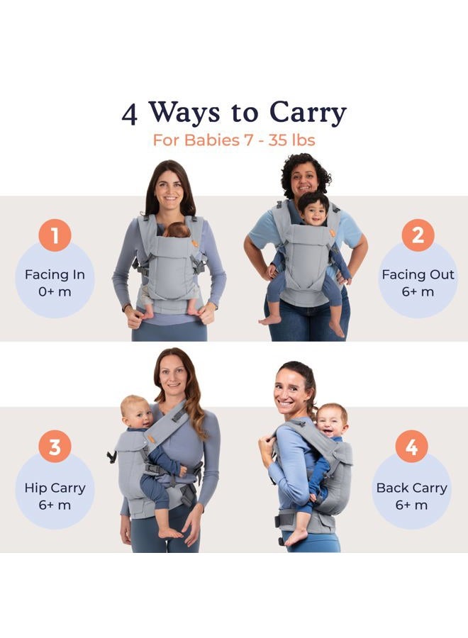 BECO Gemini Baby Carriers from Newborn to Toddler - Certified Ergonomic Newborn Baby Carrier for Infants and Children of 7-35 lbs - M Shape, Adjustable Seat, 100% Cotton (Grey) - Image 2