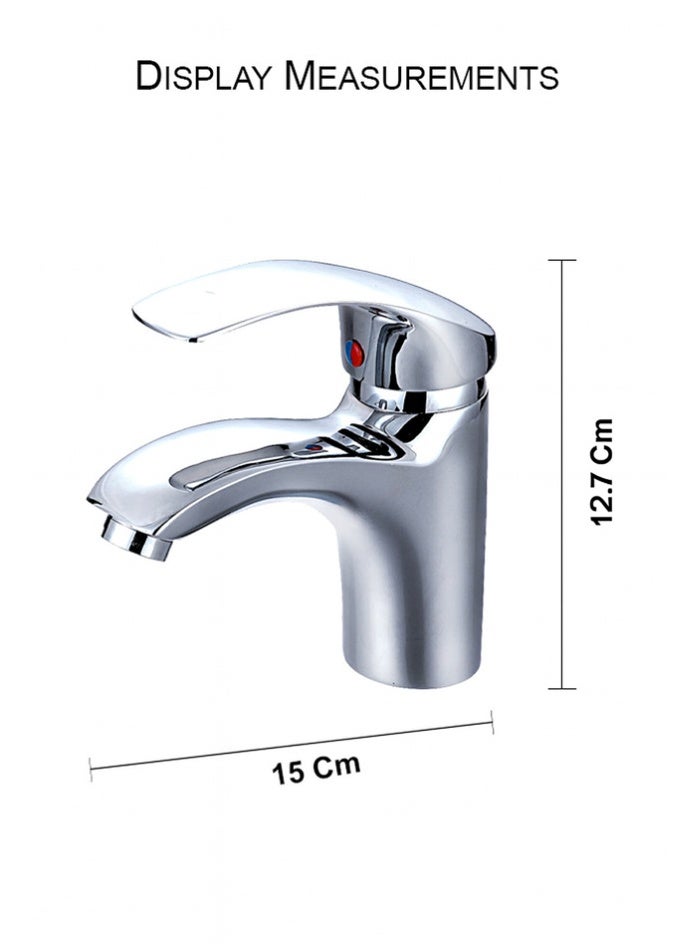 MODI Modern Chrome Basin Mixer Tap – Zinc Alloy Body & Handle, Copper Benz Outlet, 150x45x127mm, Hot & Cold Bathroom Faucet - Image 4
