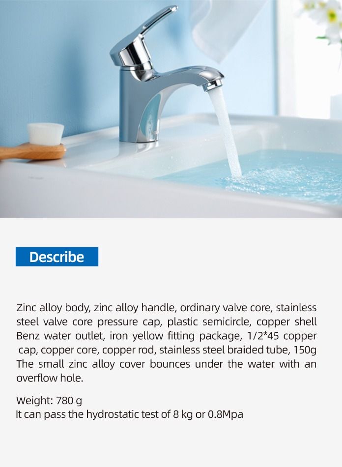 MODI Modern Chrome Basin Mixer Tap – Zinc Alloy Body & Handle, Copper Benz Outlet, 150x45x127mm, Hot & Cold Bathroom Faucet - Image 2