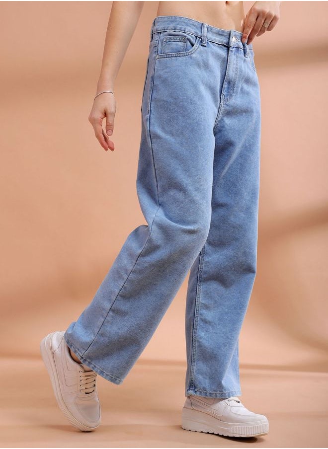 Freehand Women Wide Leg Solid High-Rise Jeans  - Image 4