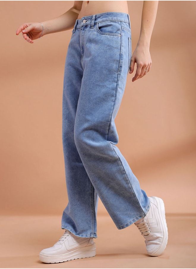 Freehand Women Wide Leg Solid High-Rise Jeans  - Image 3