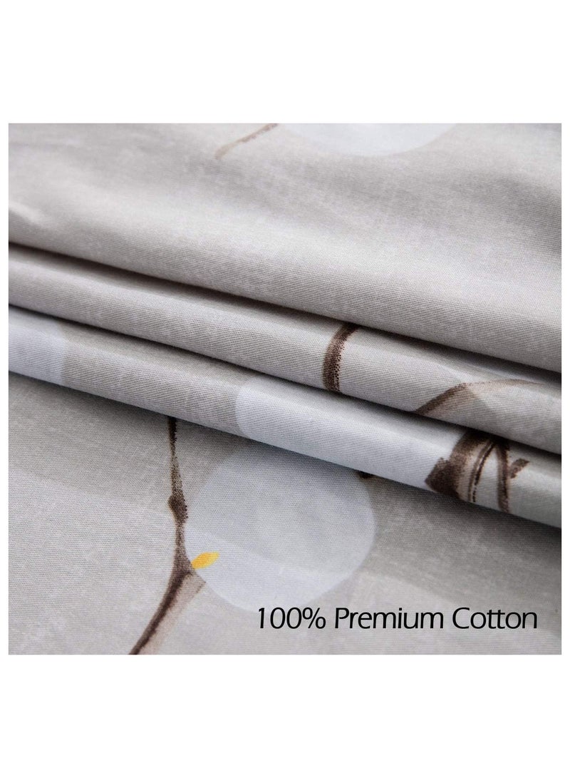 SLEEPBELLA Duvet Cover Queen, 600 Thread Count Cotton Grey Branch with Yellow Turquoise Polka Dot Pattern Green Reversible Comforter Cover(Queen, Grey Branch) - Image 3