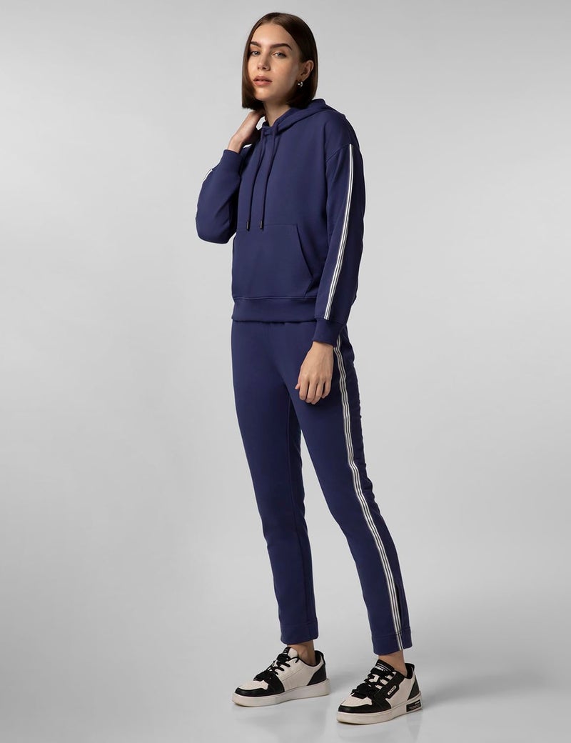 FYLTR Women's Drop Shoulder Hoodie & Joggers Set With Contrast Branded Tape on Sleeve and Jogger Side Seam - Rib Hem & Cuff | Slit Detail at Hem - Image 2