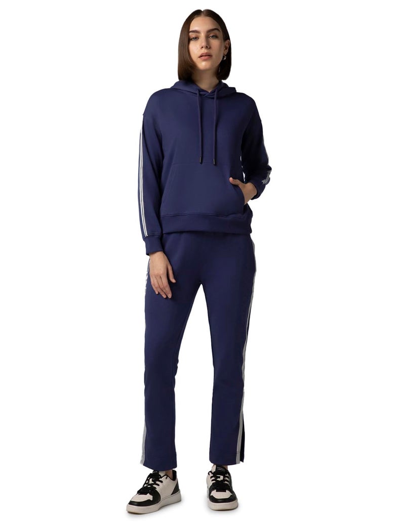 FYLTR Women's Drop Shoulder Hoodie & Joggers Set With Contrast Branded Tape on Sleeve and Jogger Side Seam - Rib Hem & Cuff | Slit Detail at Hem - Image 1