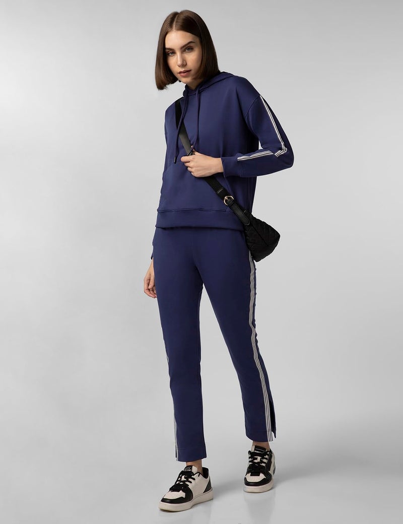 FYLTR Women's Drop Shoulder Hoodie & Joggers Set With Contrast Branded Tape on Sleeve and Jogger Side Seam - Rib Hem & Cuff | Slit Detail at Hem - Image 4