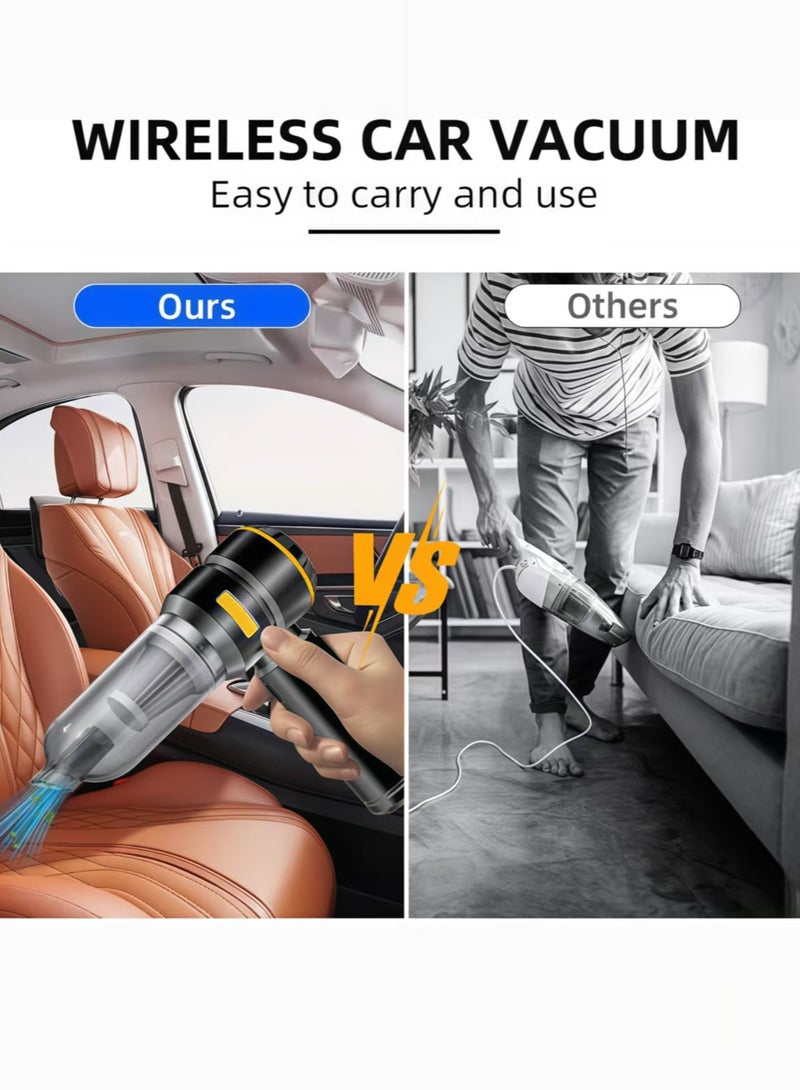 Cordless Handheld Vacuum Cleaner, 16kPa Strong Suction Car Vacuum with Brushless Motor, 4-in-1 Air Duster & Blower, LED Light, Type-C Fast Charging, Mini Portable Vacuum for Home & Pet - Image 4