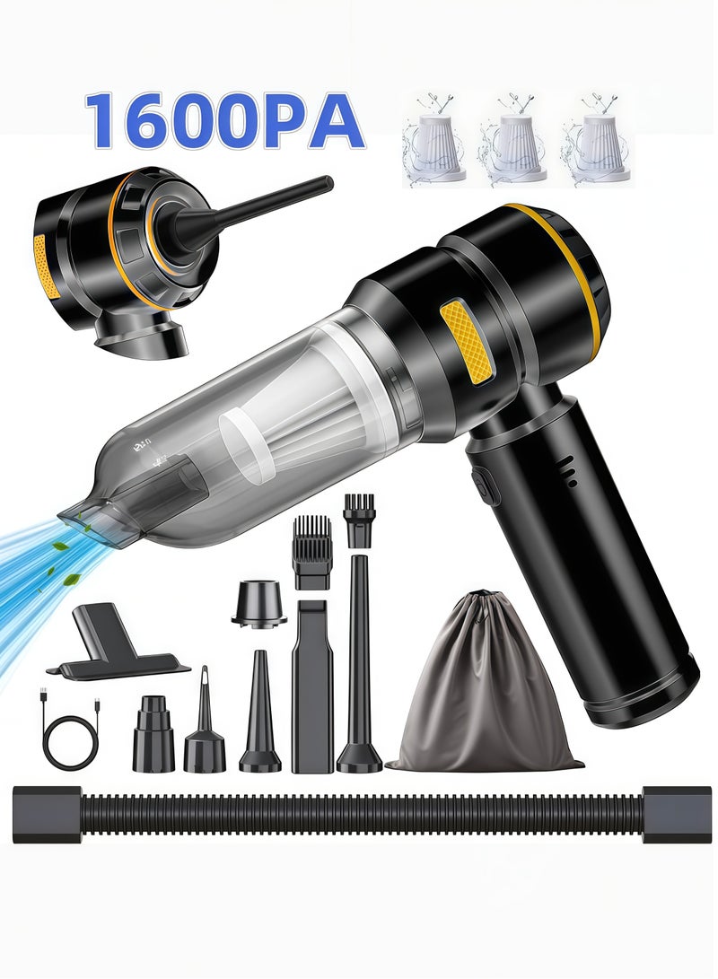 Cordless Handheld Vacuum Cleaner, 16kPa Strong Suction Car Vacuum with Brushless Motor, 4-in-1 Air Duster & Blower, LED Light, Type-C Fast Charging, Mini Portable Vacuum for Home & Pet - Image 1