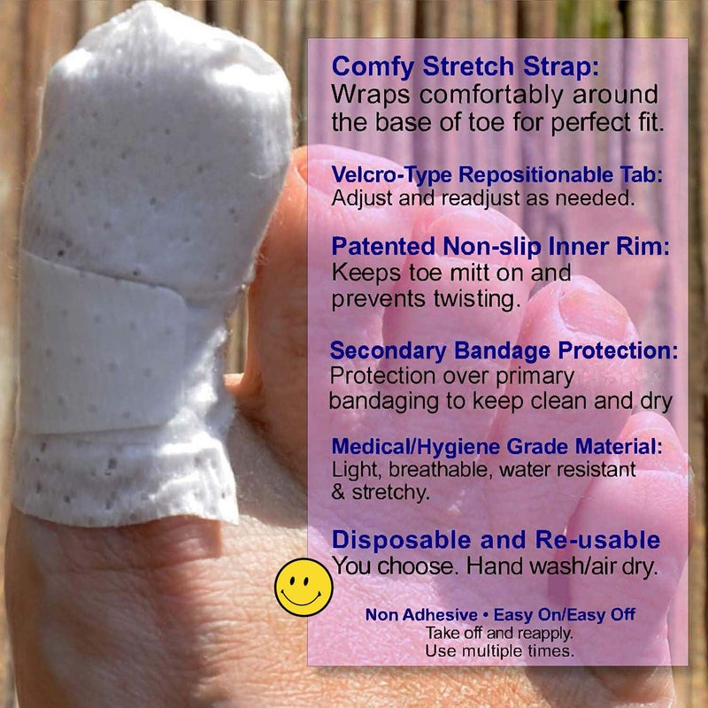 BOUNCEBACK MediMitt ToeMitt Big Toe Bandages Non-Adhesive (Full Coverage Big Toe Bandage) (with Absorbent Pad, Medium (Pack of 10)) - Image 5