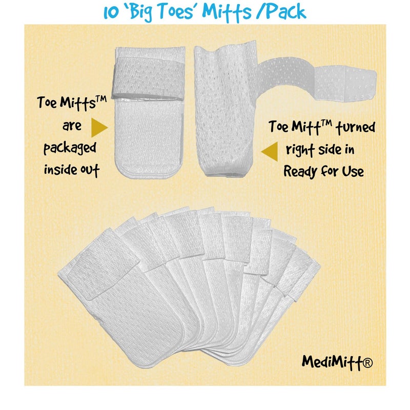 BOUNCEBACK MediMitt ToeMitt Big Toe Bandages Non-Adhesive (Full Coverage Big Toe Bandage) (with Absorbent Pad, Medium (Pack of 10)) - Image 3