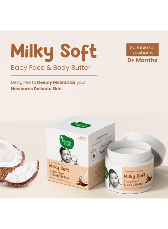 Mother Sparsh Milky Soft Baby Face & Body Butter-50g | With Milk, Coconut Oil & Mango Butter | Baby Cream For Face | Daily Moisturizing Baby Lotion for Dry Skin| Non Sticky, Quick Absorbing Texture - Image 3
