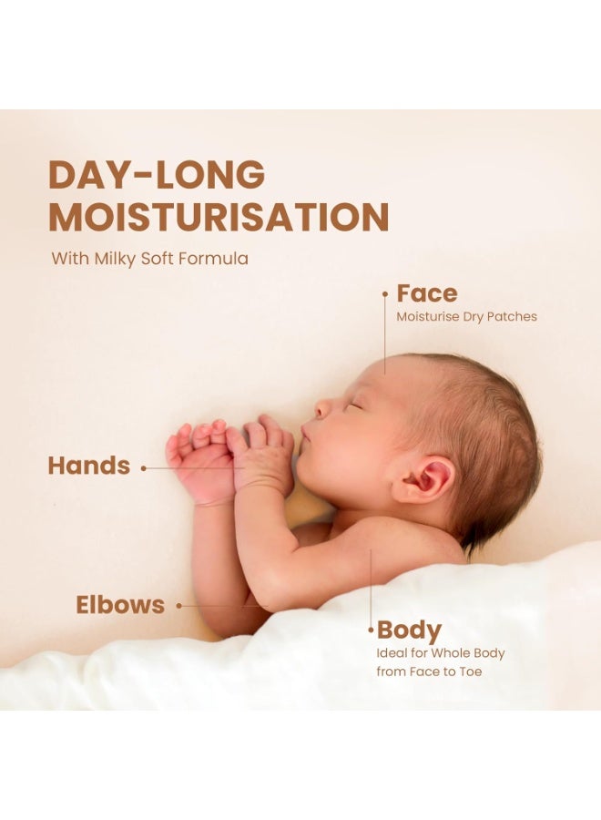 Mother Sparsh Milky Soft Baby Face & Body Butter-50g | With Milk, Coconut Oil & Mango Butter | Baby Cream For Face | Daily Moisturizing Baby Lotion for Dry Skin| Non Sticky, Quick Absorbing Texture - Image 4