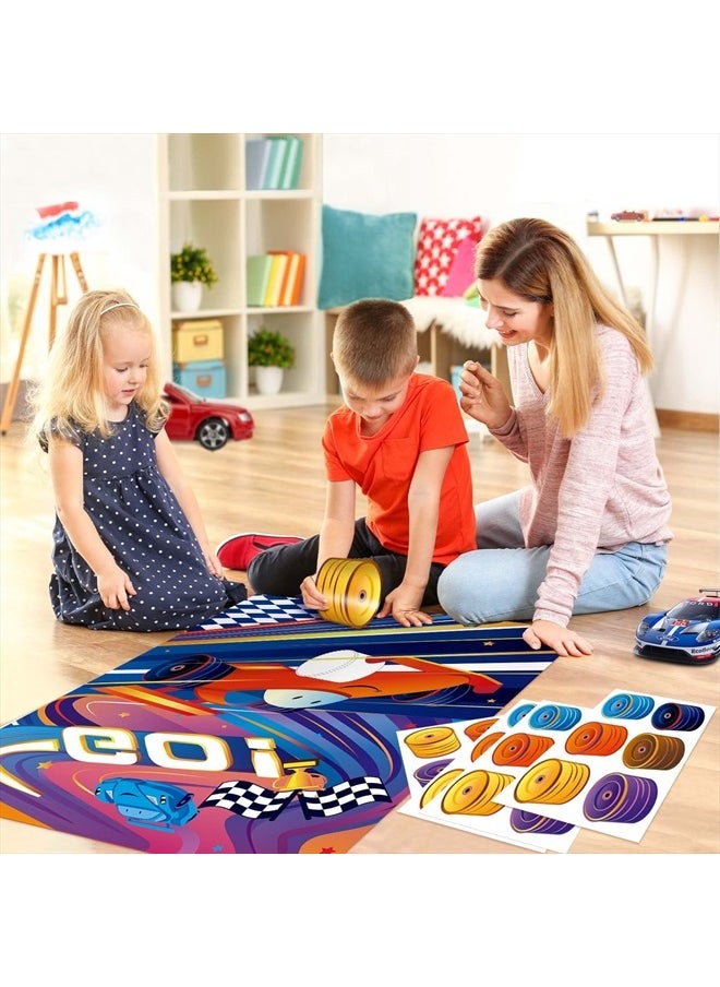Wernnsai - Pin The Wheels On The Racing Car Game - Race Car Birthday Party Supplies for Boys Kids Two Fast Decorations Poster with 24 Pcs Stickers for Baby Shower Classroom Activities (21" X 28") - Image 1