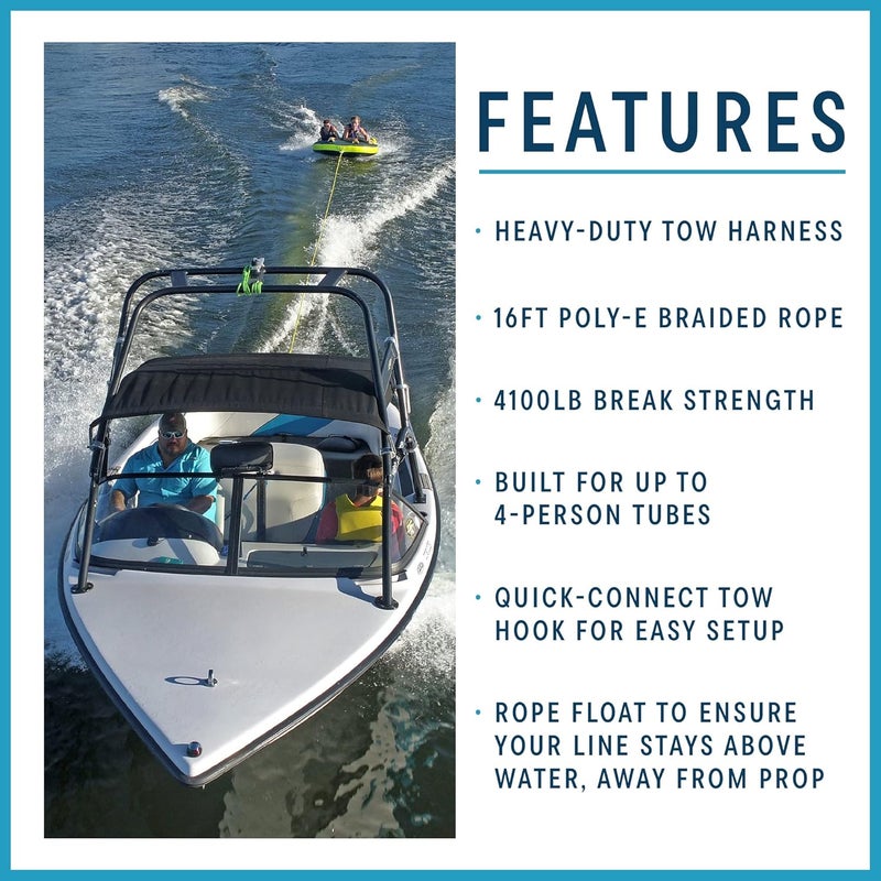 ZUP 4-Person Heavy-Duty Tow Harness, 16ft Tow Rope for Tubes, Skis, Wakeboards and Water Sports, Quick Connect System with Rope Float for Easy Set-Up - Image 5