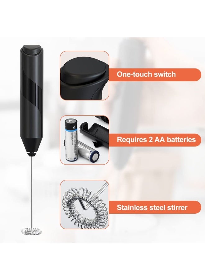 Dovva Electric Coffee Milk Frother - Handheld Milk Frothers Helper Mini Whisk Beverage Foam Mixer Milks Whisk Kitchen Helper Whisks Applicable for matcha Coffee Latte Cappuccino Hot Chocolate Eggs (Black) - Image 3