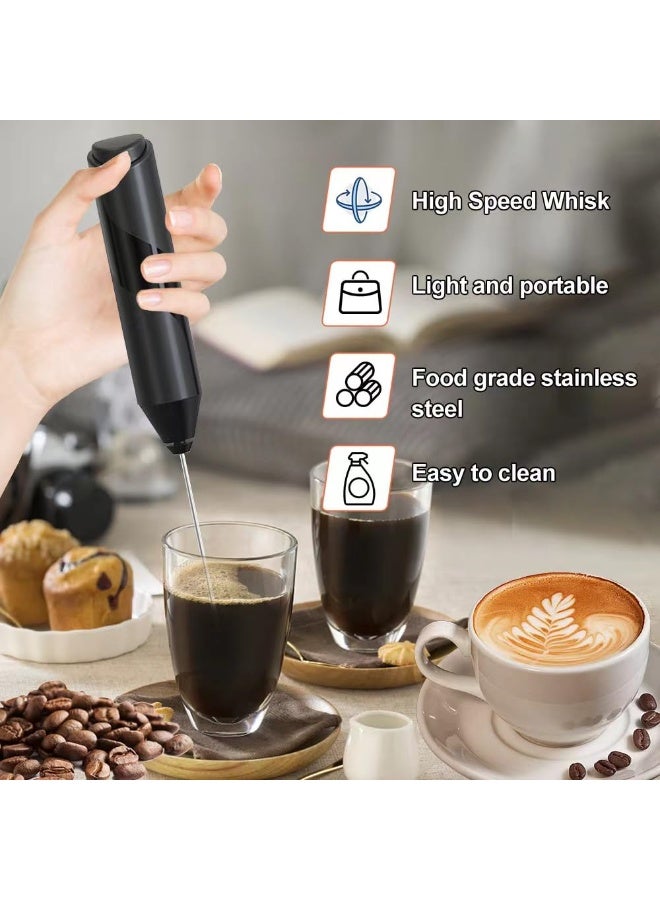Dovva Electric Coffee Milk Frother - Handheld Milk Frothers Helper Mini Whisk Beverage Foam Mixer Milks Whisk Kitchen Helper Whisks Applicable for matcha Coffee Latte Cappuccino Hot Chocolate Eggs (Black) - Image 2
