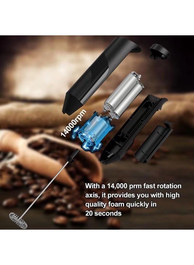 Dovva Electric Coffee Milk Frother - Handheld Milk Frothers Helper Mini Whisk Beverage Foam Mixer Milks Whisk Kitchen Helper Whisks Applicable for matcha Coffee Latte Cappuccino Hot Chocolate Eggs (Black) - Image 4