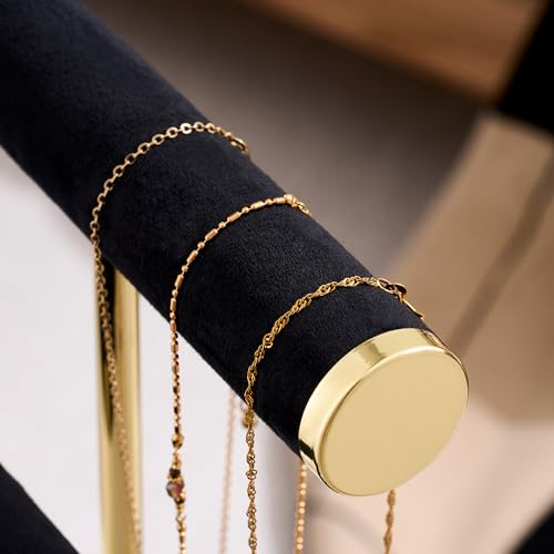 Josmimic Bracelet Holder Jewelry Organizer Display 3 Tier T Bar Velvet Stand Black Jewelry Storage for Bracelet Necklaces Earrings Rings Watches - Image 3