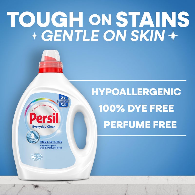 Persil Free & Sensitive Liquid Laundry Detergent, Unscented and Hypoallergenic for Sensitive Skin, Ultra Concentrated, 82.5 fl oz, 110 Loads - Image 2