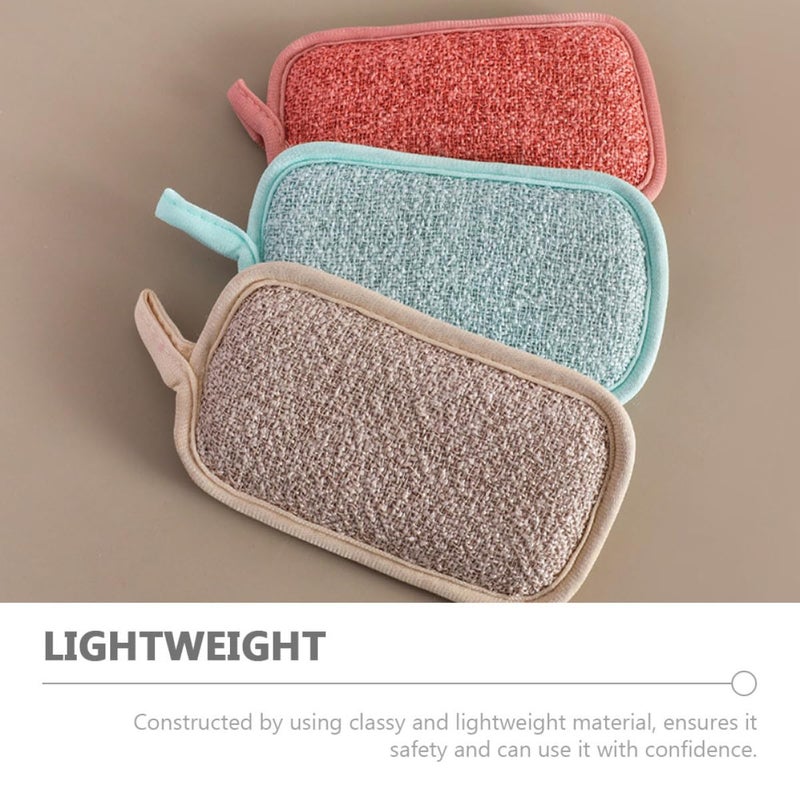 Reusable Linen Cotton Dish Sponges 6 Pack Thick Kitchen Cleaning Scrub Multi Purpose - Image 4