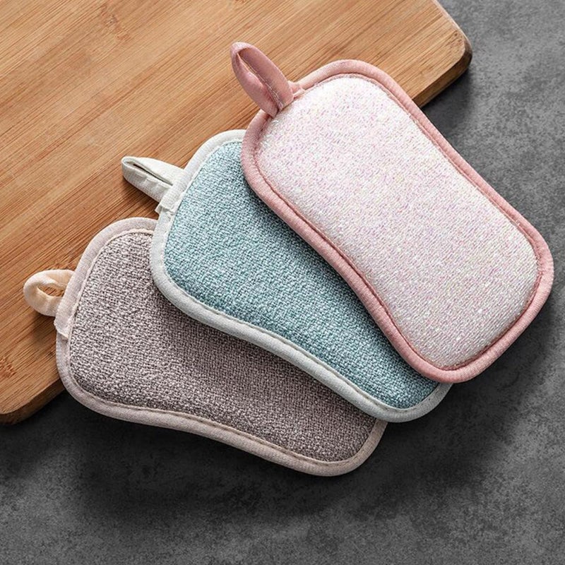 Reusable Linen Cotton Dish Sponges 6 Pack Thick Kitchen Cleaning Scrub Multi Purpose - Image 5