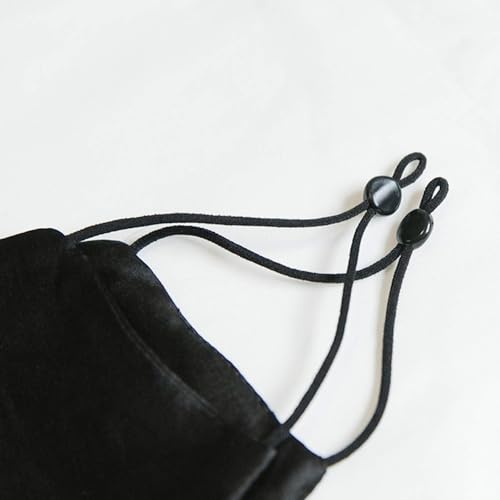 ROSEWARD 100% Mulberry Silk Black Face Mask Reusable Washable Adjustable with Filter Pocket - Image 4