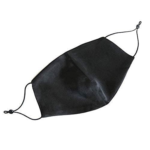 ROSEWARD 100% Mulberry Silk Black Face Mask Reusable Washable Adjustable with Filter Pocket - Image 2