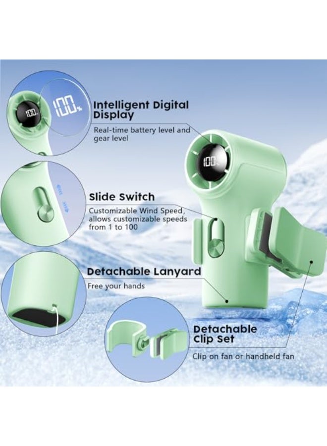 Dark Horse Mini Portable Clip-On Fan, 100-Speed 18,000 RPM High-Speed Personal Fan With LED Display, USB Rechargeable Compact Handheld Fan With Carrying Strap, Ideal For Travel, Indoor And Outdoor Use - Image 2