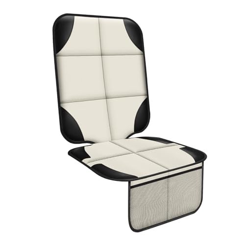 XHYANG Car Seat Protector 1 Pack Car Seat Cushion Mat Thickest Padding,Waterproof 600D Fabric Car Seat Covers for Non-Slip Backing Mesh Pockets for Baby and Pet (Beige, 1 Pc) - Image 1