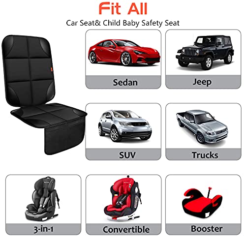XHYANG Car Seat Protector 1 Pack Car Seat Cushion Mat Thickest Padding,Waterproof 600D Fabric Car Seat Covers for Non-Slip Backing Mesh Pockets for Baby and Pet (Beige, 1 Pc) - Image 4