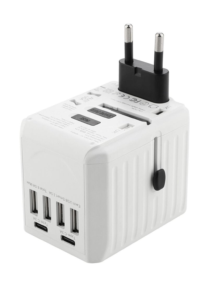 Universal Travel Adapter Plug, Multi-Functional Charger with 4 USB and 2 Type-C Ports, Worldwide Power Socket with Multiple Country Adapters for International Travelers  - Image 1