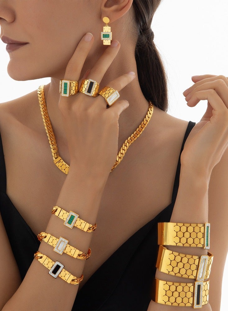 القمر 4 قطع فاخرة أحدث الفتيات شعبية قلادة سبائك الكلاسيكية مصمم أقراط مجموعة للنساء السيدات الفرنسية أنيقة خاتم الحصري الزفاف هندسية Overgild حزب الملحقات - Image 1