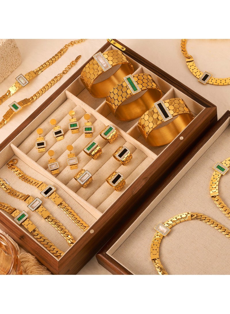 القمر 4 قطع فاخرة أحدث الفتيات شعبية قلادة سبائك الكلاسيكية مصمم أقراط مجموعة للنساء السيدات الفرنسية أنيقة خاتم الحصري الزفاف هندسية Overgild حزب الملحقات - Image 4