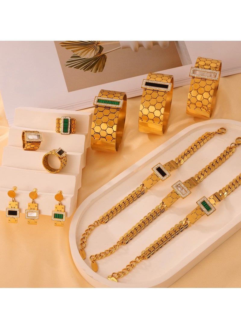 القمر 4 قطع فاخرة أحدث الفتيات شعبية قلادة سبائك الكلاسيكية مصمم أقراط مجموعة للنساء السيدات الفرنسية أنيقة خاتم الحصري الزفاف هندسية Overgild حزب الملحقات - Image 2