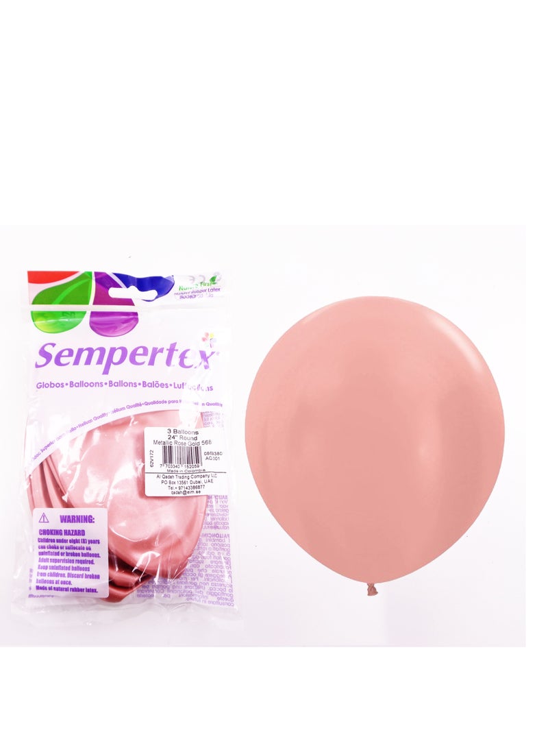 sempertex Metallic Rose Gold Balloon 3pcs/Bag - Image 3