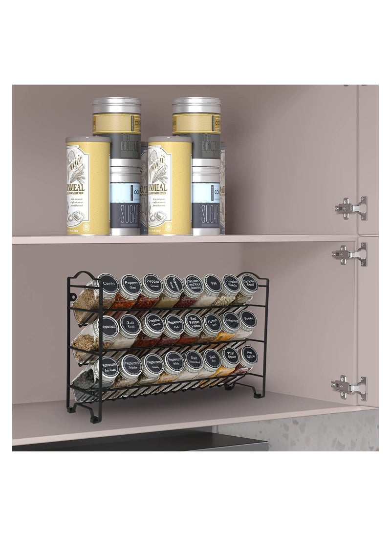 BestStore - Spice Rack Organizer with 24 Square Spice Jars 120 ml with 386 Labels and Chalk Marker and Funnel - Image 1