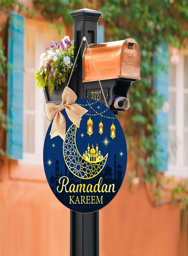 Sophena Wooden Ramadan Decorations Eid Mubarak Door Wreath for Front Door Sign Wall Hanger, Kareem Ornament Moon and Stars Sign Welcome Hanging for Home Decor Islamic Muslim Party Outdoor Indoor Supply - Image 5