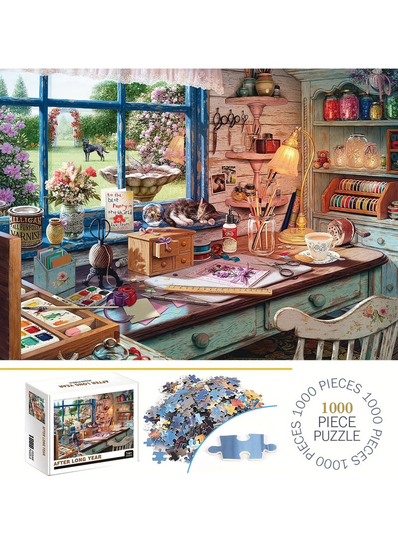 1000-Piece Large Jigsaw Puzzle – 70x50cm White Art Puzzle for Home  Café Décor, Stress Relief  Brain Training, Water-Resistant  Scratch-Resistant, Perfect Gift for , New Year, Thanksgiving, Easter - Image 1