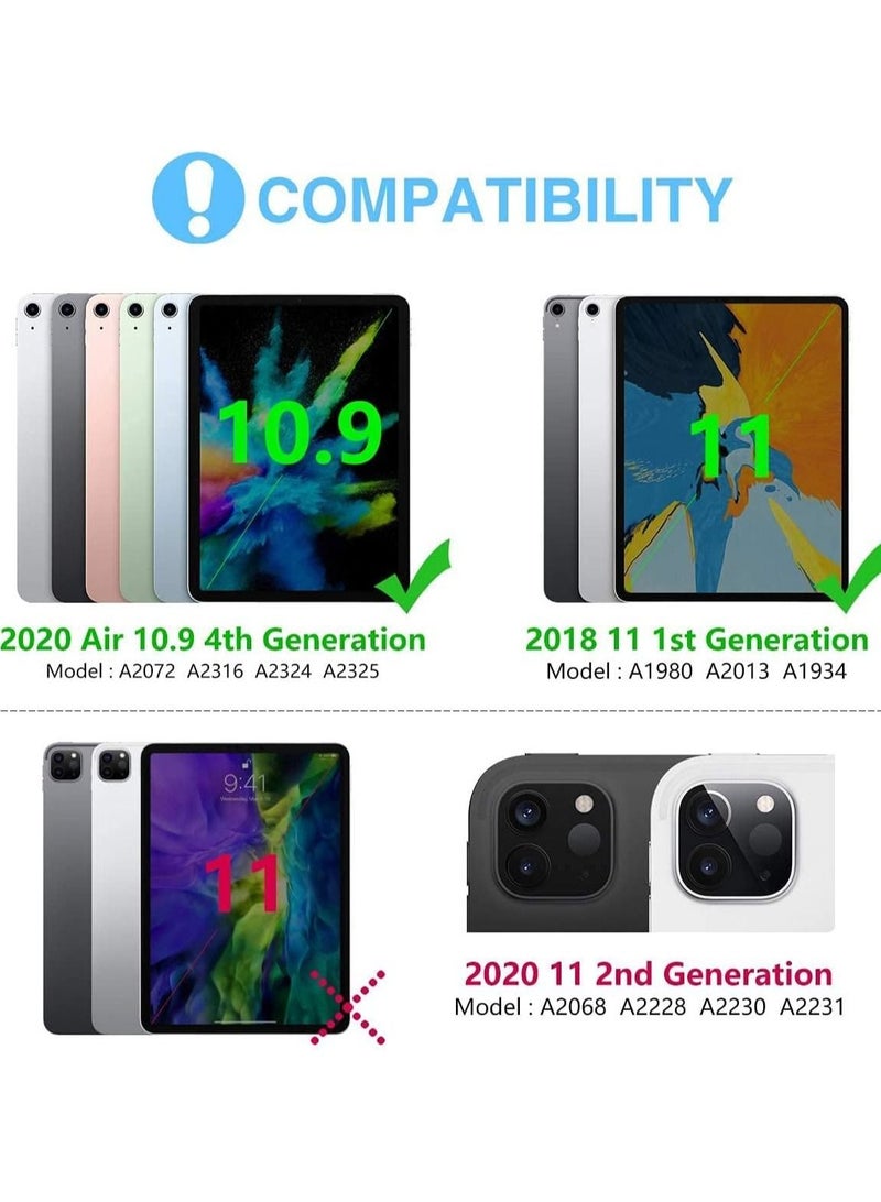 راكسوم حافظة لوحة مفاتيح باللغتين العربية والإنجليزية لجهاز iPad Pro 11 بوصة الجيل الثالث 2021 / iPad Pro 11 بوصة 2020 و2018، iPad Air الجيل الرابع، غطاء خفيف الوزن مع لوحة مفاتيح قابلة للفصل وحامل قلم رصاص (iPad Pro 11، أسود) - Image 2
