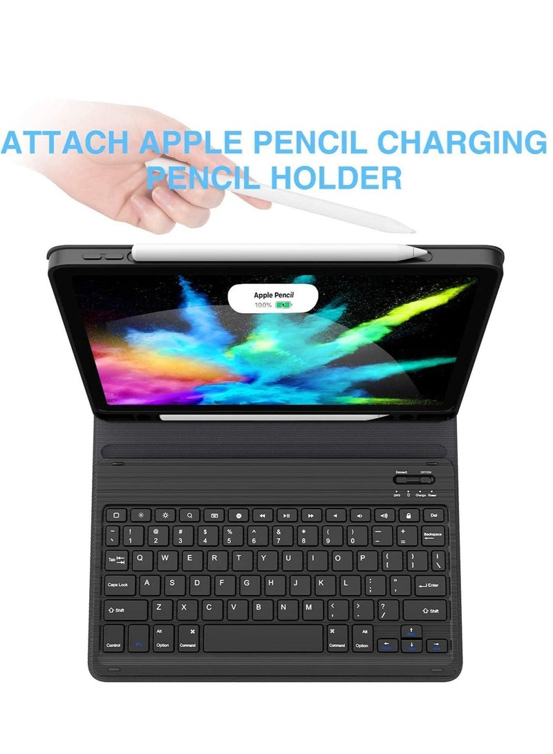 راكسوم حافظة لوحة مفاتيح باللغتين العربية والإنجليزية لجهاز iPad Pro 11 بوصة الجيل الثالث 2021 / iPad Pro 11 بوصة 2020 و2018، iPad Air الجيل الرابع، غطاء خفيف الوزن مع لوحة مفاتيح قابلة للفصل وحامل قلم رصاص (iPad Pro 11، أسود) - Image 3