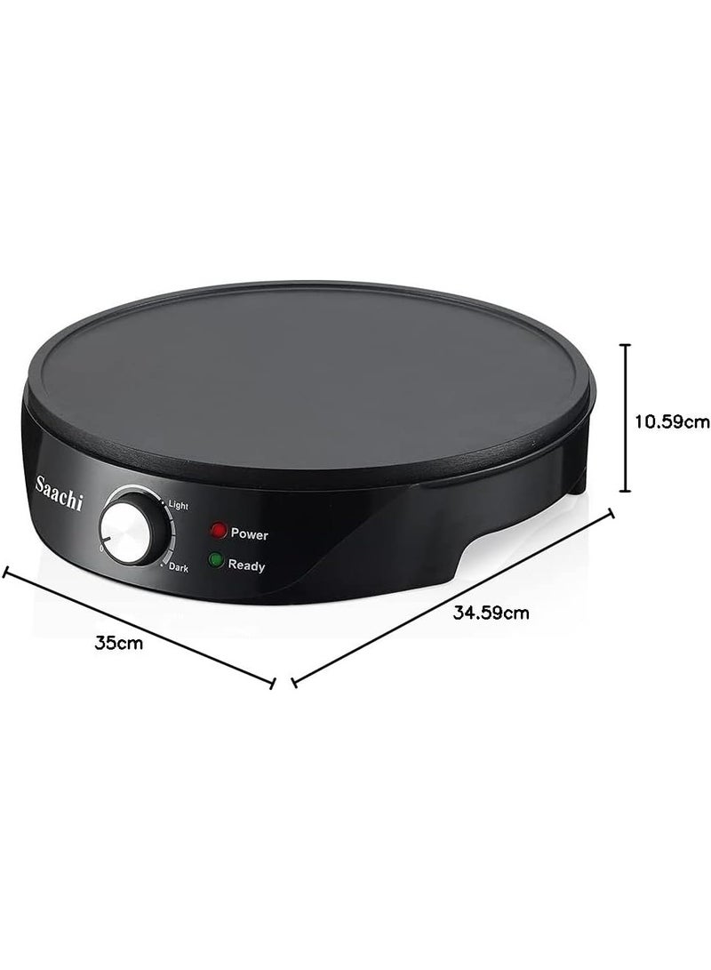 Sachi 30cm Anjero & Crepe Maker, 1000W Electric Crepe Maker, Non-Stick Cooking Plate, Adjustable Temperature Control, Wooden Spreader & Spatula Included - Image 2
