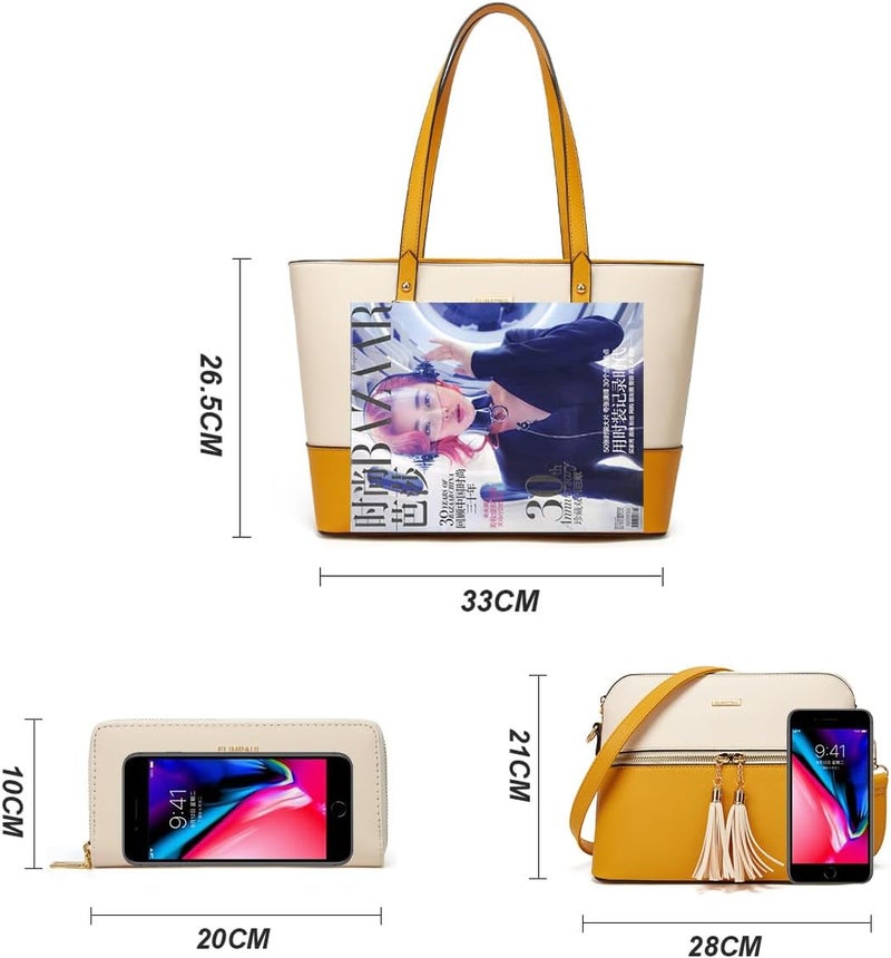 YTL Women Fashion Handbags Wallet Tote Bag Shoulder Bag Top Handle Satchel Purse Set 4pcs - Image 5
