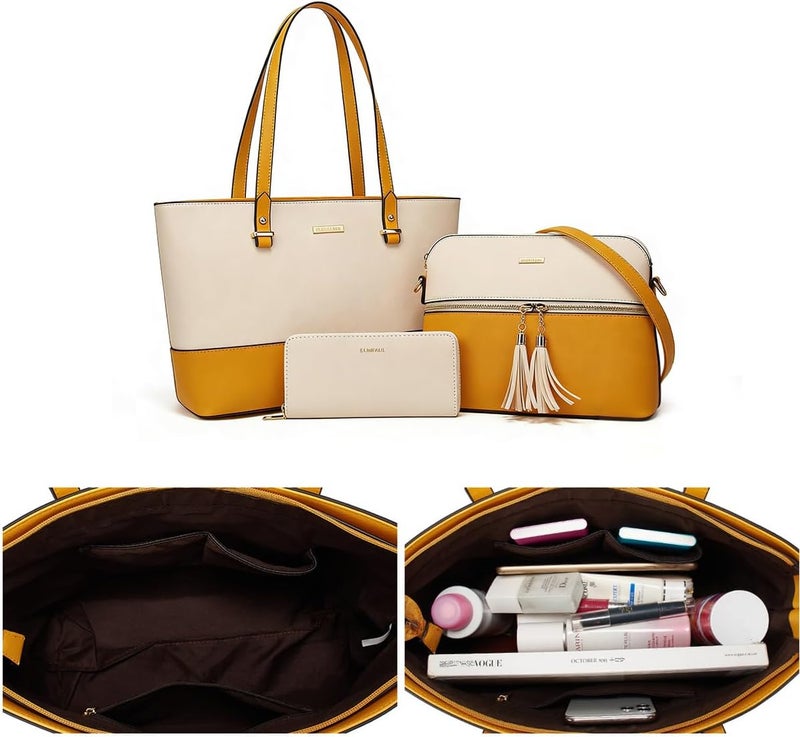 YTL Women Fashion Handbags Wallet Tote Bag Shoulder Bag Top Handle Satchel Purse Set 4pcs - Image 4