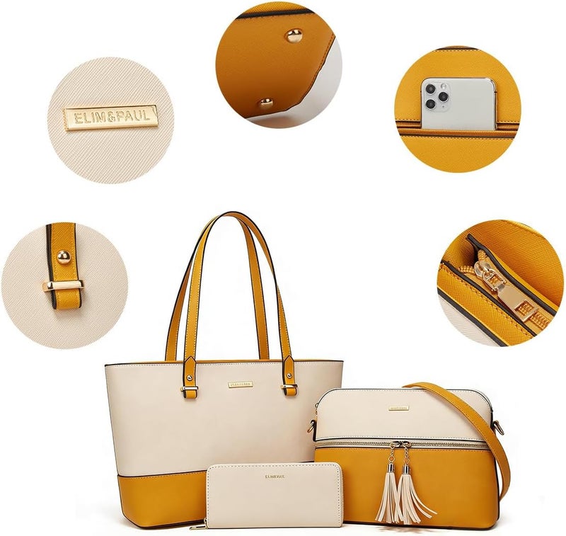 YTL Women Fashion Handbags Wallet Tote Bag Shoulder Bag Top Handle Satchel Purse Set 4pcs - Image 3
