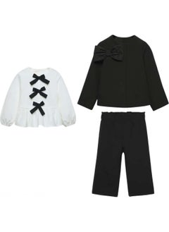 Miniğimin Cicileri My Little Ones Bow Jacket and Shirt 3 Piece Girl Child Set - Black  - Image 1