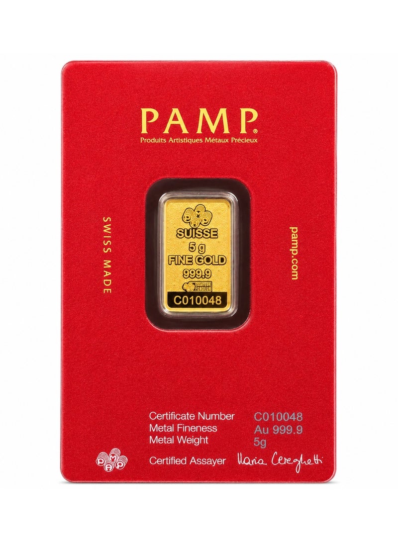 بامب سبيكة ذهب PAMP Suisse بتصميم الجمل العربي، وزن 5 غرامات، عيار 24 قيراطاً - Image 2