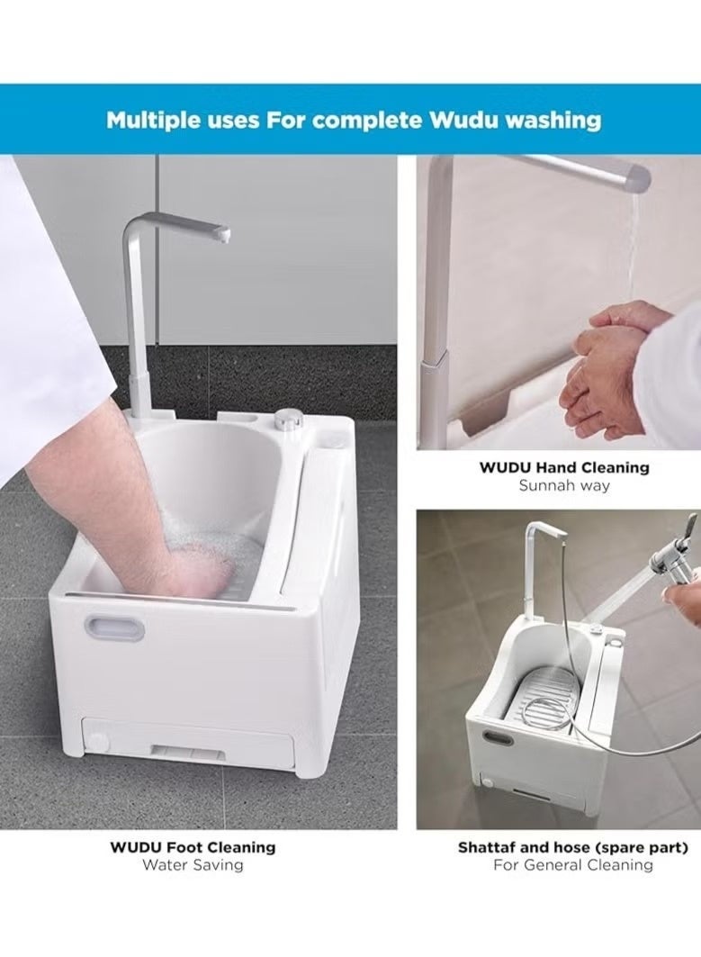 ريبنيو حوض وضوء محمول يعمل بالبطارية سعة 2.5 لتر، متعدد الأغراض لغسل اليدين والقدمين، مثالي لكبار السن، والمخيمات، والمقاهي، وأماكن الوضوء الإسلامية. - Image 5
