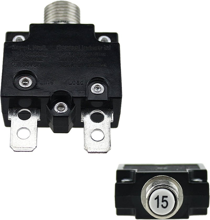 T Tocas 5pcs Push Button Reset 15A Circuit Breakers with Quick Connect Terminals and Waterproof Button Cap - Image 4