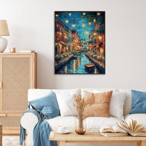 Camocin Paint by Numbers Kit for Adults Venice Adult Paint by Number Kits on Canvas Without Frame for Beginner Stream Landscape Oil Painting by Numbers Kit for Gift Home Wall Decor 16x20 InchInch - Image 3